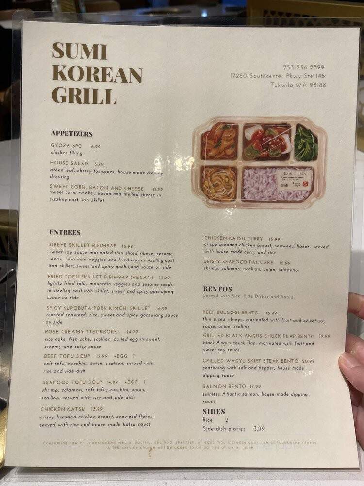 Sumi Korean Grill - Tukwila, WA menu_pic