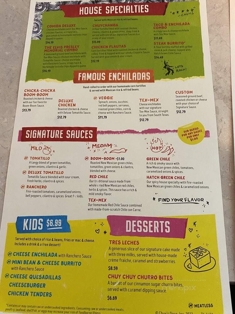 Chuy's - Pembroke Pines, FL menu_pic
