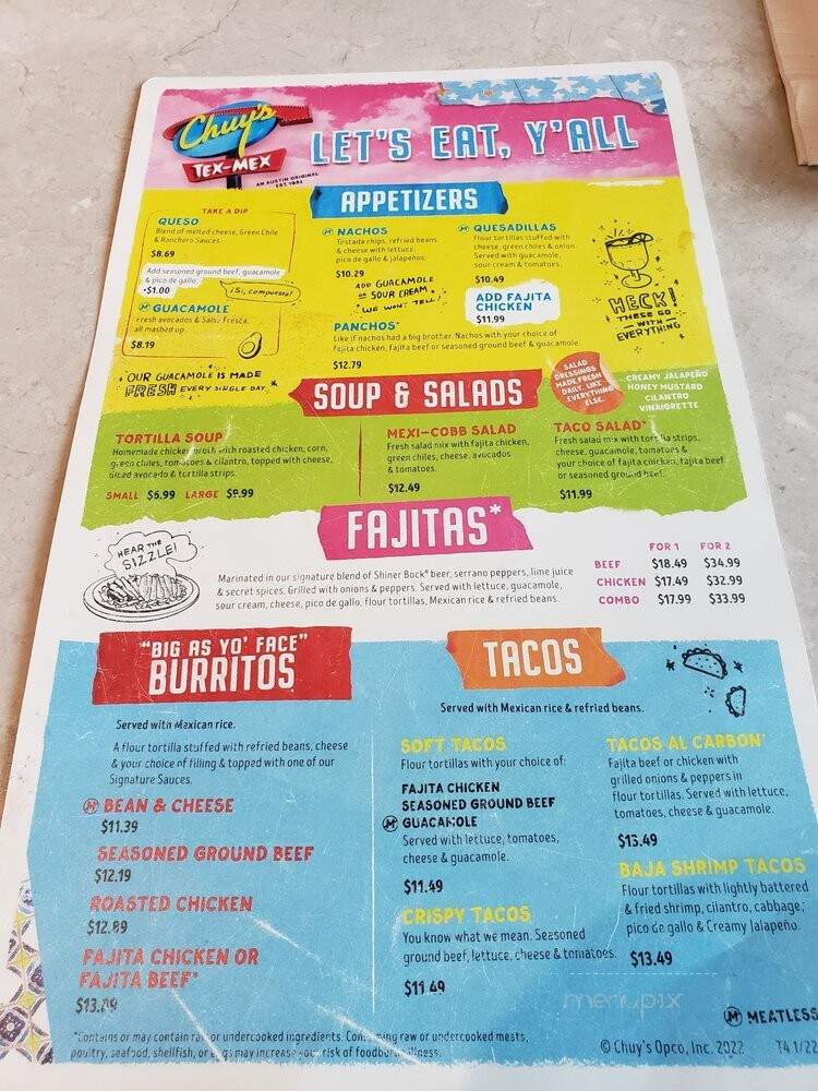 Chuy's - Pembroke Pines, FL menu_pic