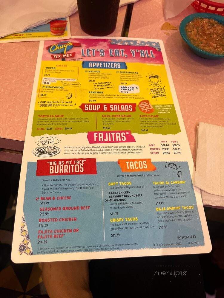 Chuy's - Pembroke Pines, FL menu_pic