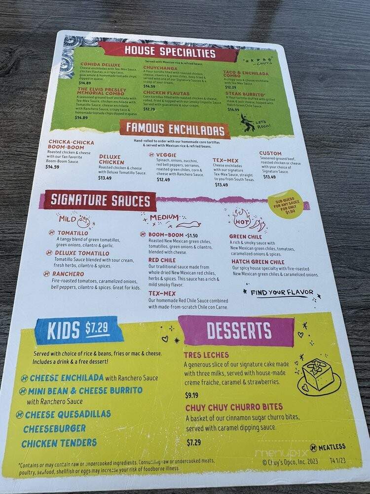 Chuy's - Pembroke Pines, FL menu_pic