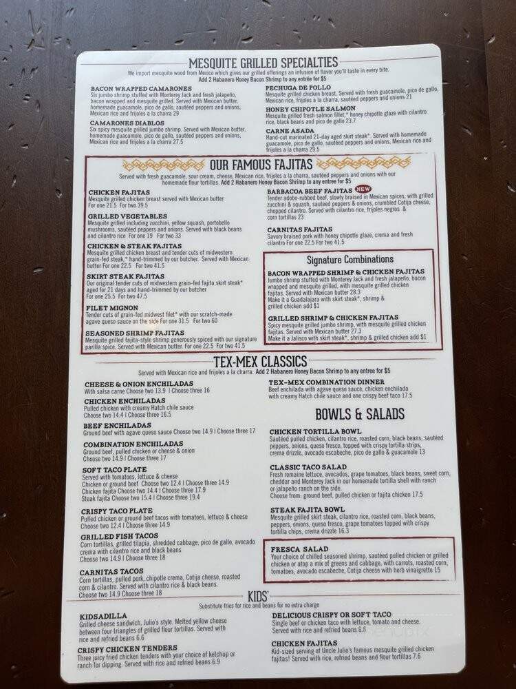 Uncle Julio's - Frontenac, MO menu_pic