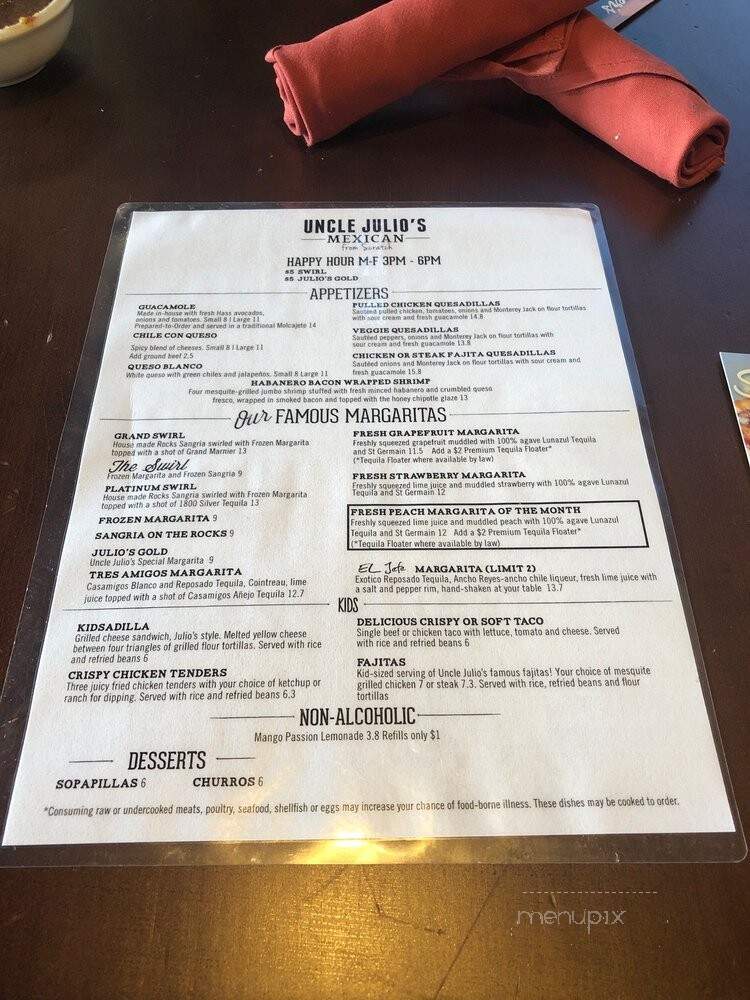 Uncle Julio's - Frontenac, MO menu_pic
