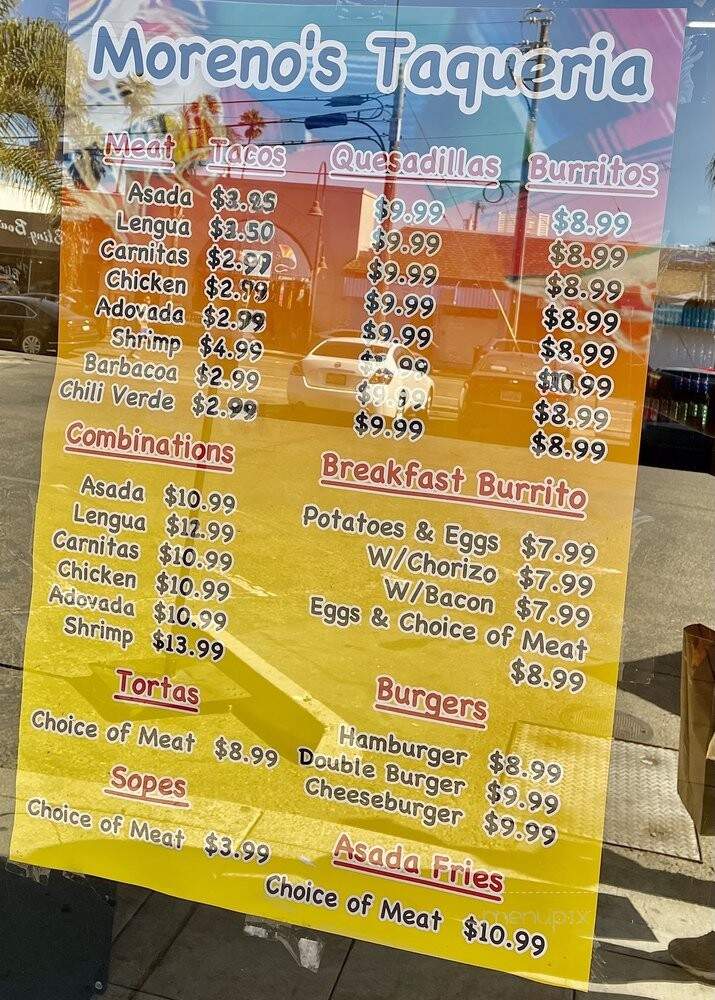 Morenos Taqueria - Pismo Beach, CA menu_pic
