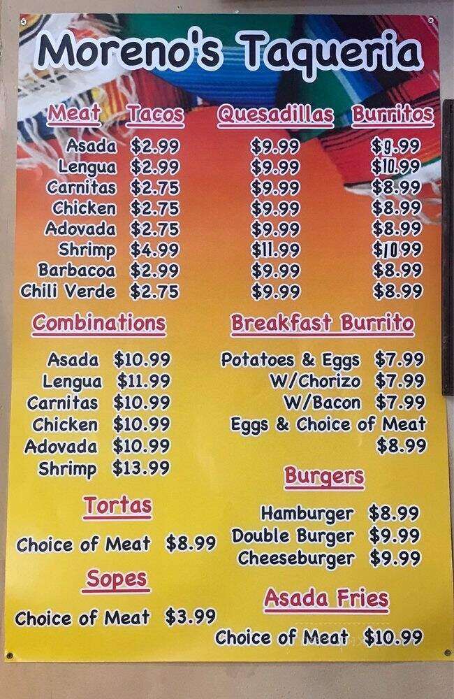 Morenos Taqueria - Pismo Beach, CA menu_pic