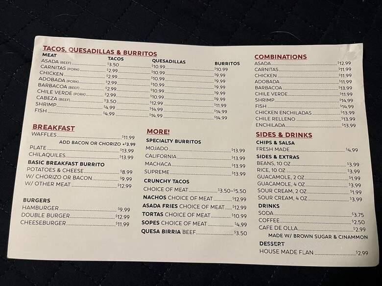 Morenos Taqueria - Pismo Beach, CA menu_pic