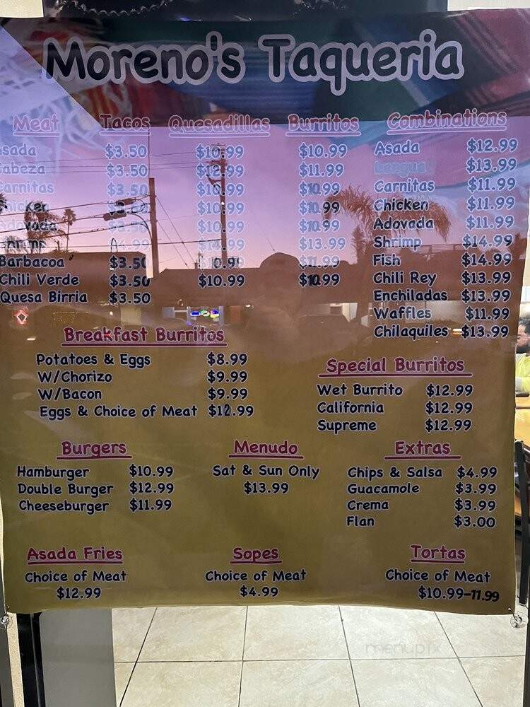 Morenos Taqueria - Pismo Beach, CA menu_pic