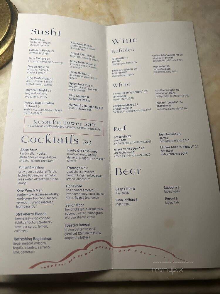 Kessaku - Dallas, TX menu_pic