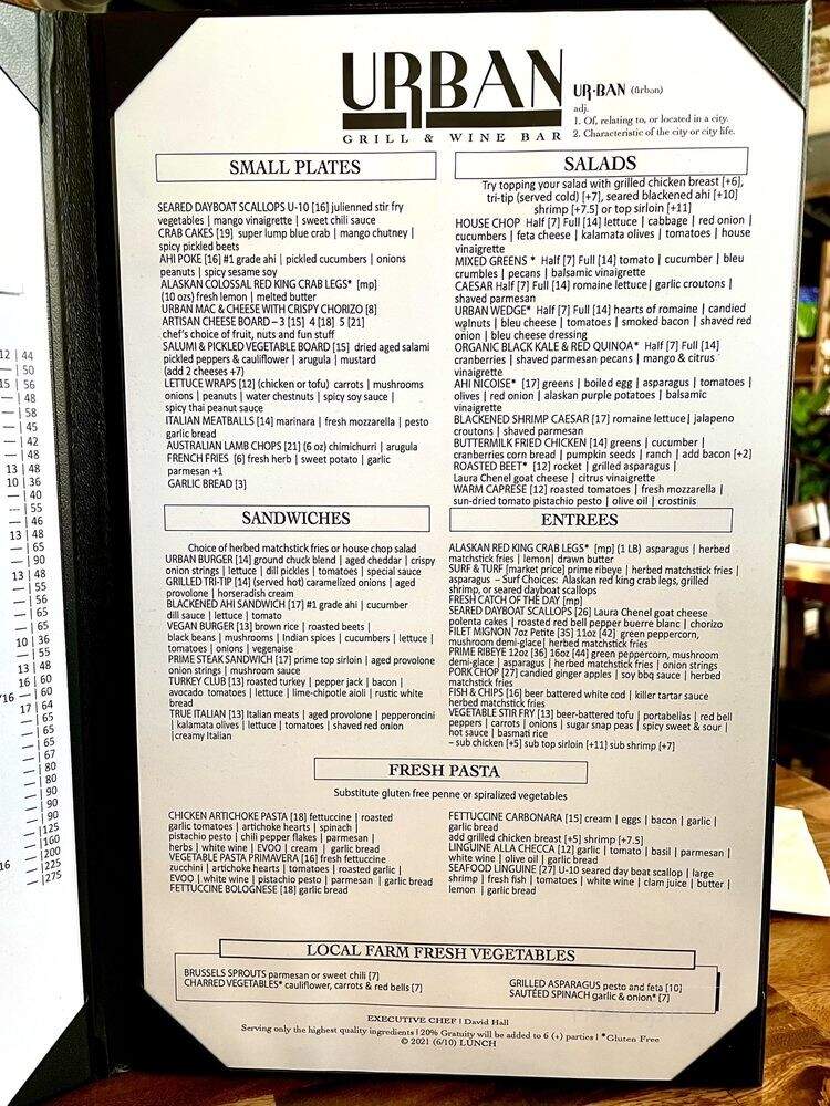 Urban Grill and Wine Bar - McKinney, TX menu_pic