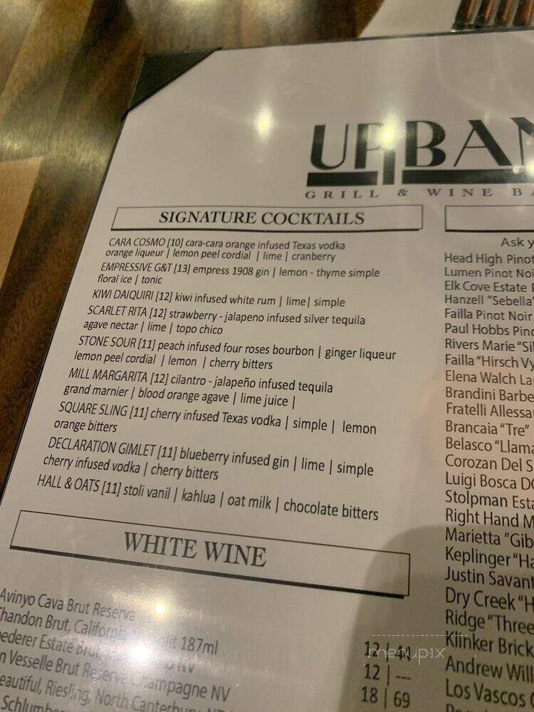 Urban Grill and Wine Bar - McKinney, TX menu_pic