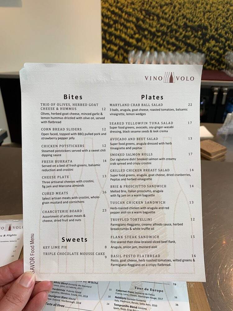 Vino Volo - Orlando, FL menu_pic