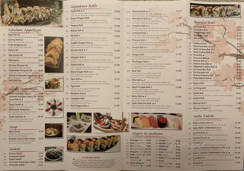 Tsuki Sushi & Grill - Lombard, IL menu_pic