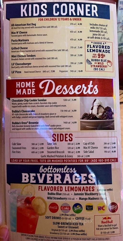 Bubba's 33 - San Antonio, TX menu_pic