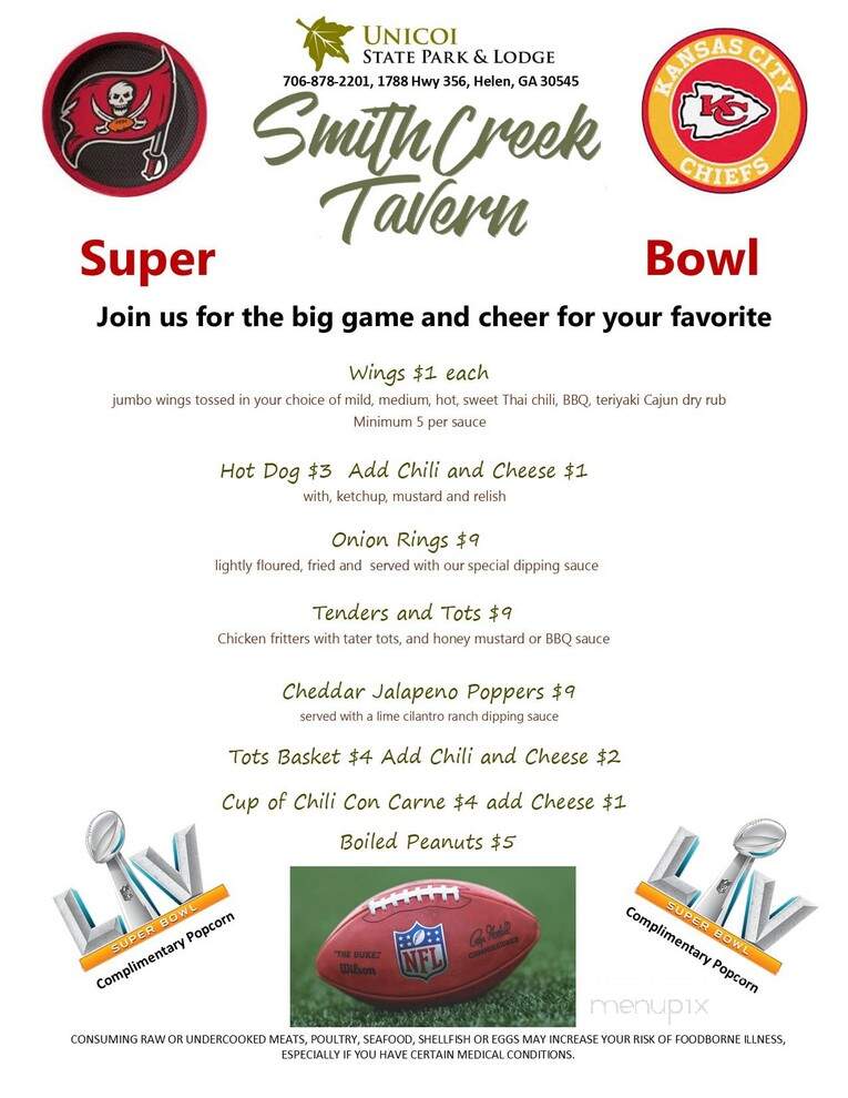 Smith Creek Tavern - Helen, GA menu_pic
