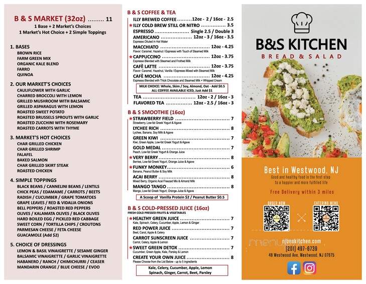 B&S Kitchen - Westwood, NJ menu_pic