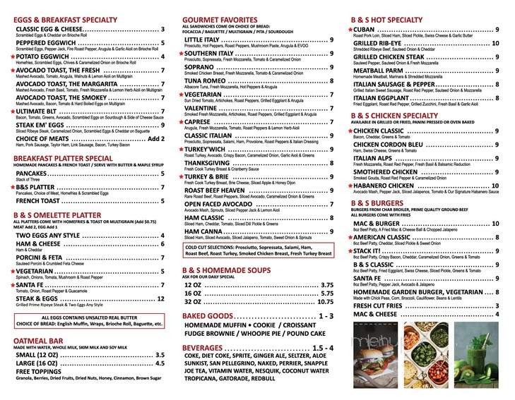 B&S Kitchen - Westwood, NJ menu_pic