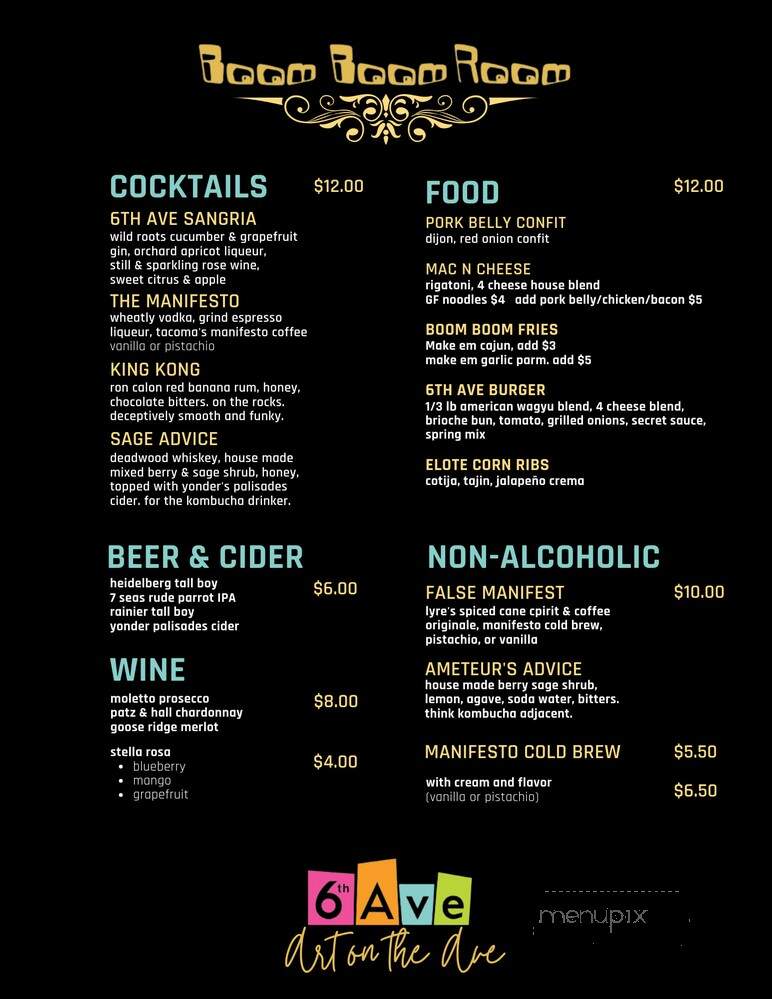 Boom Boom Room - Tacoma, WA menu_pic