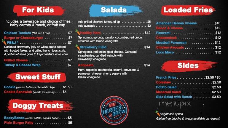 American Heroes & Brew - Carlsbad, CA menu_pic