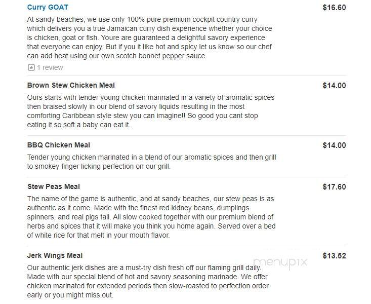 Sandy Beaches - Brooklyn, NY menu_pic