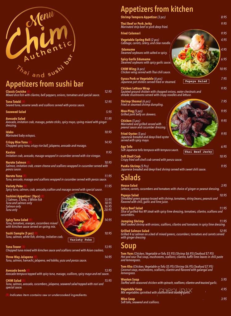 Chim Authentic Thai & Sushi - Plantation, FL menu_pic