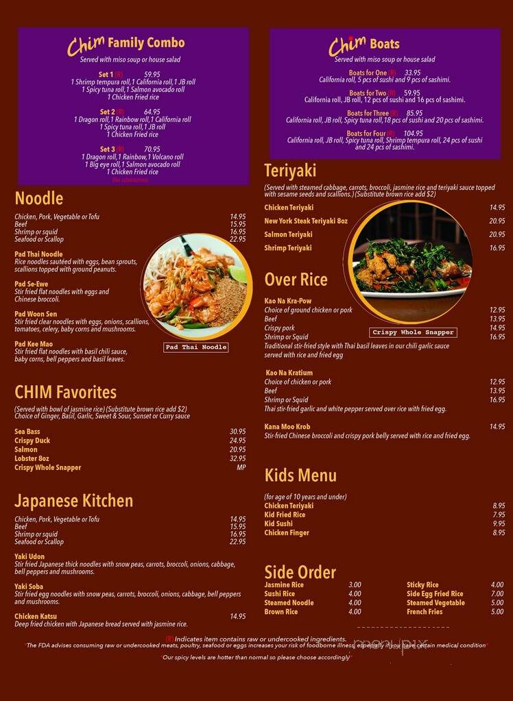 Chim Authentic Thai & Sushi - Plantation, FL menu_pic