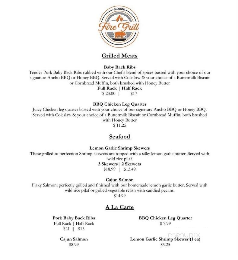 Moore Fire Grill - Coral Springs, FL menu_pic