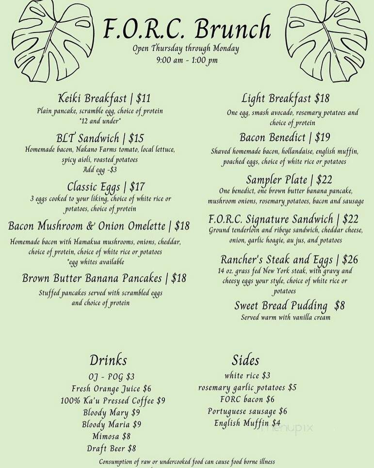 Forc - Kamuela, HI menu_pic