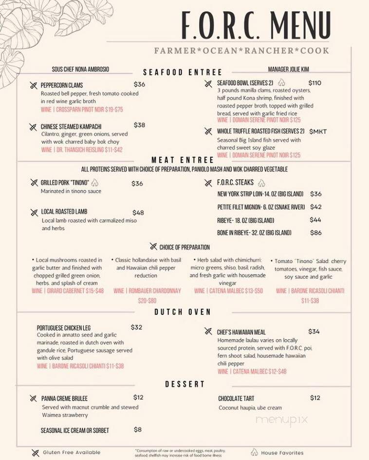 Forc - Kamuela, HI menu_pic