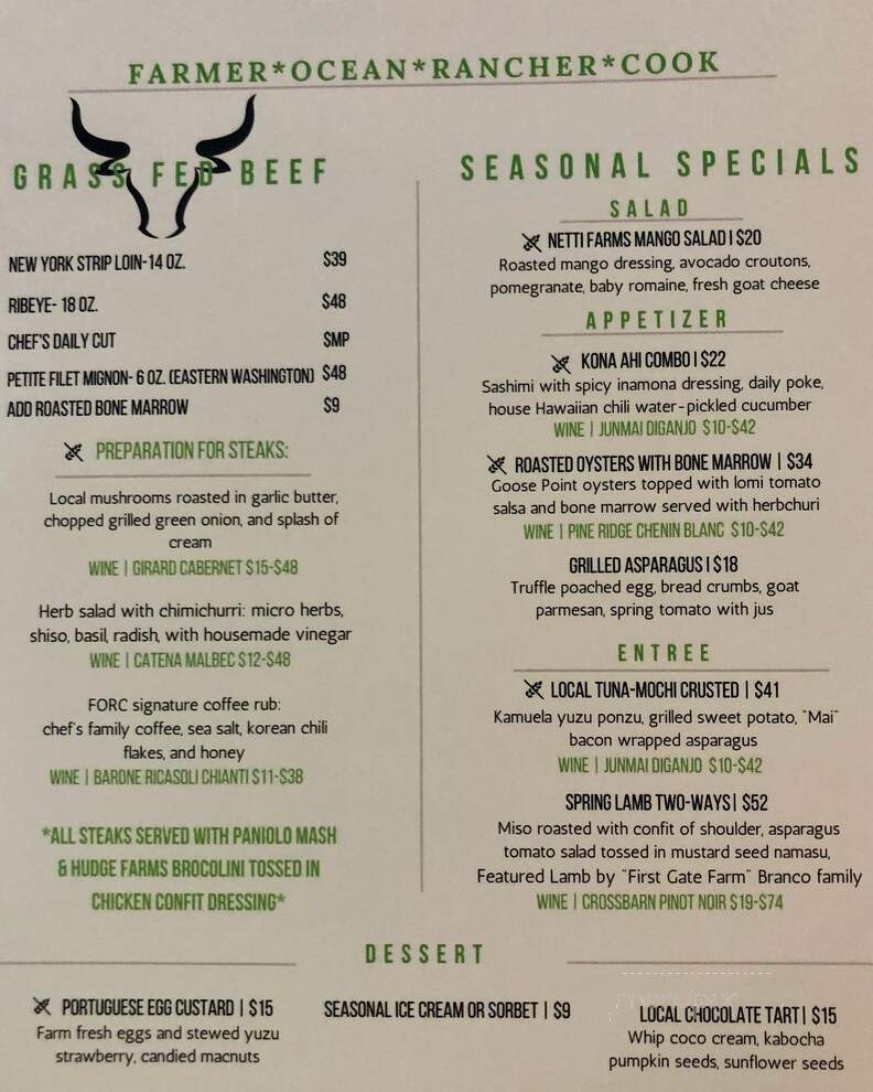 Forc - Kamuela, HI menu_pic