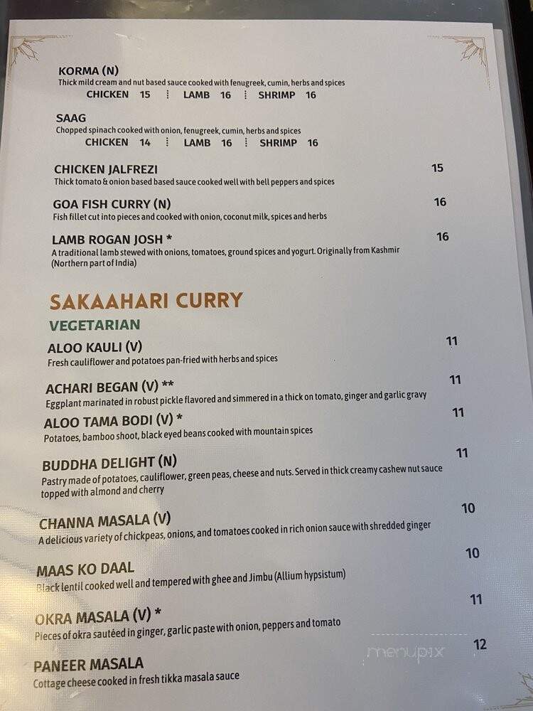 Himalayan Heritage Restaurant - Fredericksburg, VA menu_pic
