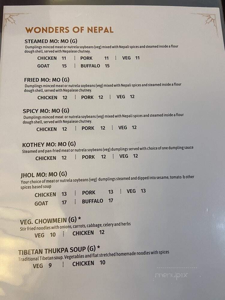 Himalayan Heritage Restaurant - Fredericksburg, VA menu_pic