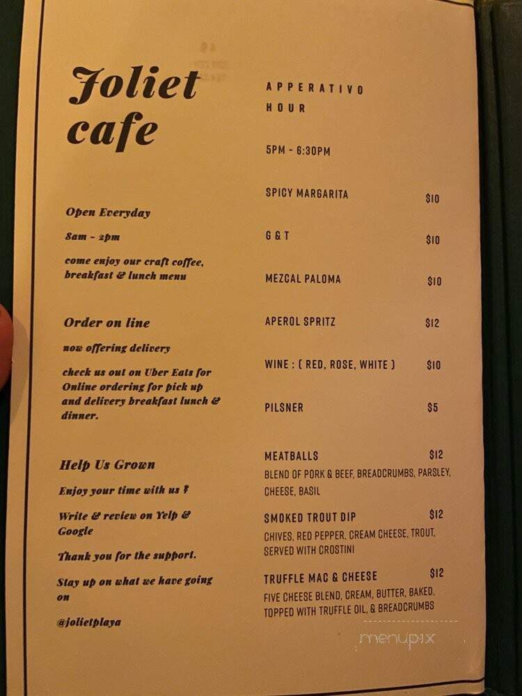 Joliet - Playa Vista, CA menu_pic