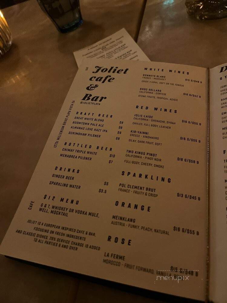 Joliet - Playa Vista, CA menu_pic
