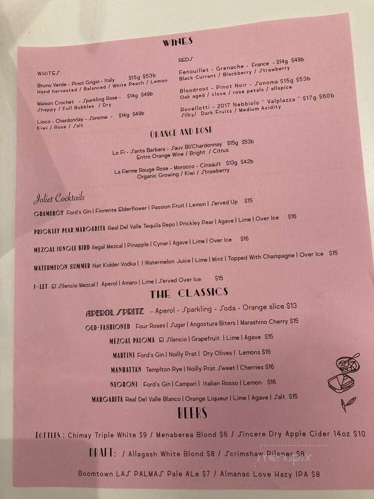 Joliet - Playa Vista, CA menu_pic