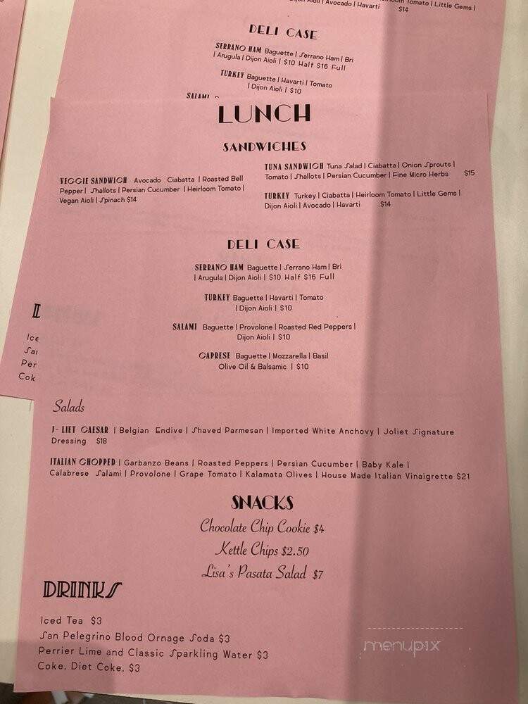 Joliet - Playa Vista, CA menu_pic