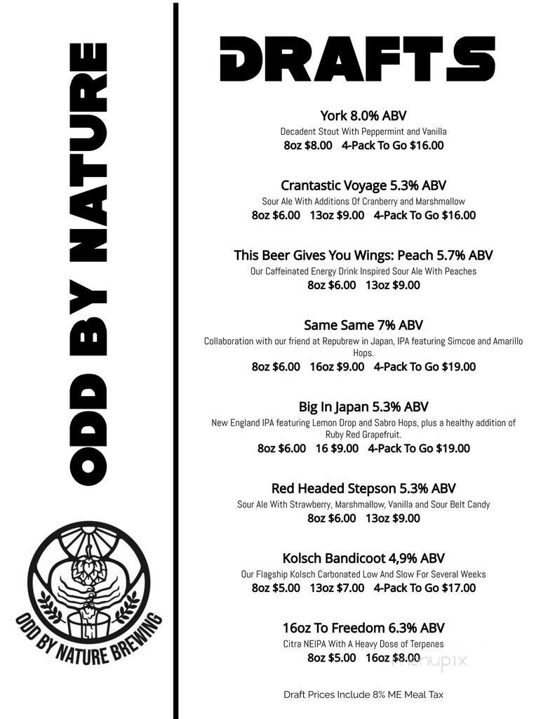 Odd By Nature Brewing - Cape Neddick, ME menu_pic