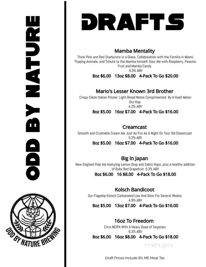 Odd By Nature Brewing - Cape Neddick, ME menu_pic