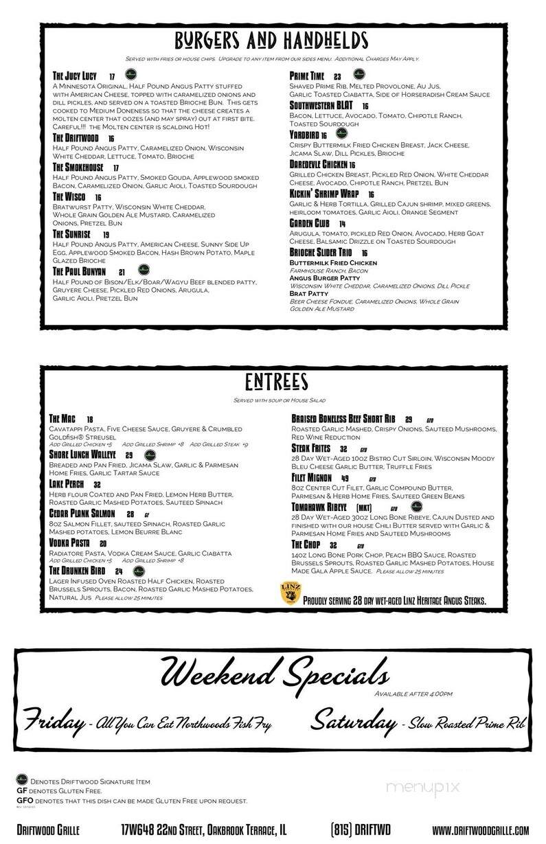 Driftwood Grille - Oakbrook Terrace, IL menu_pic