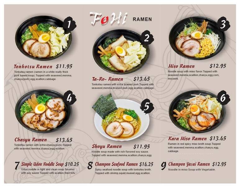 FoHi Ramen - Queens, NY menu_pic