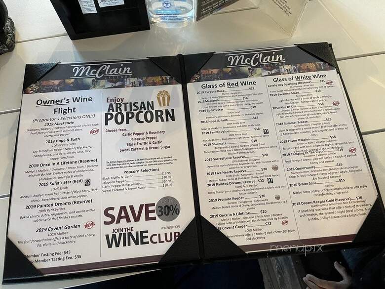 McClain Cellars - Solvang, CA menu_pic