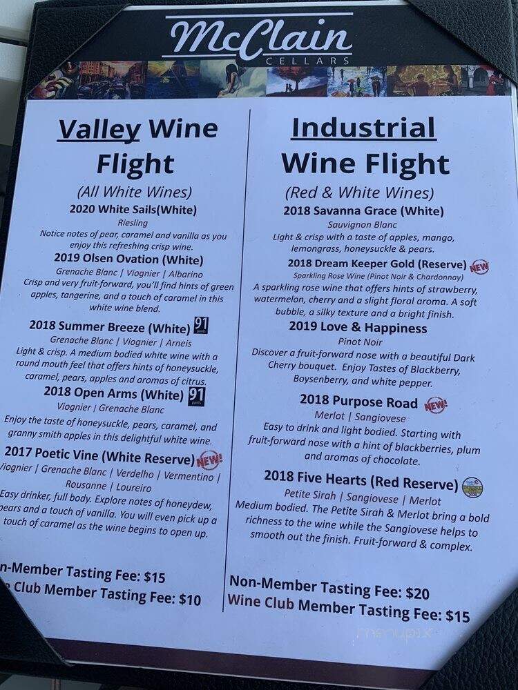 McClain Cellars - Solvang, CA menu_pic