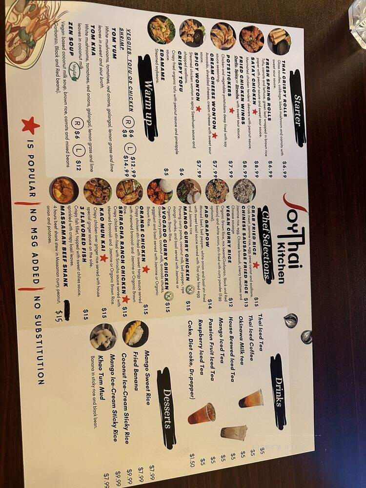 Joy Thai Kitchen - Mckinney, TX menu_pic