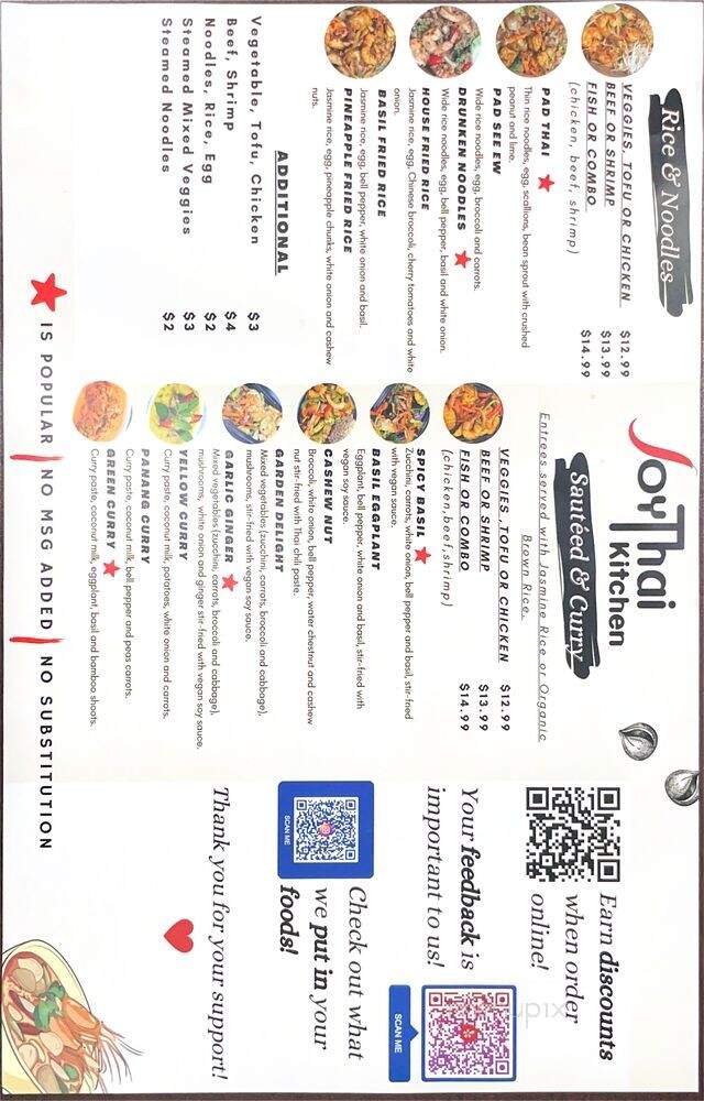 Joy Thai Kitchen - Mckinney, TX menu_pic