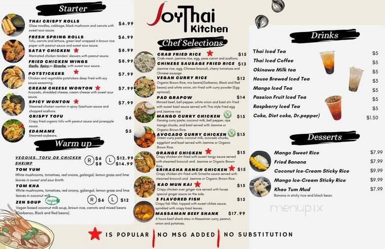 Joy Thai Kitchen - Mckinney, TX menu_pic