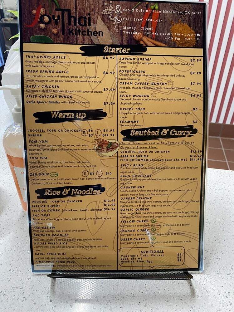 Joy Thai Kitchen - Mckinney, TX menu_pic