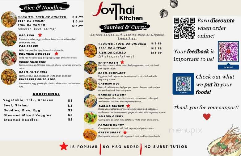 Joy Thai Kitchen - Mckinney, TX menu_pic