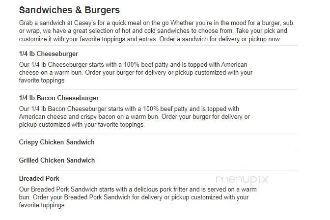 Casey's - Marion, IN menu_pic