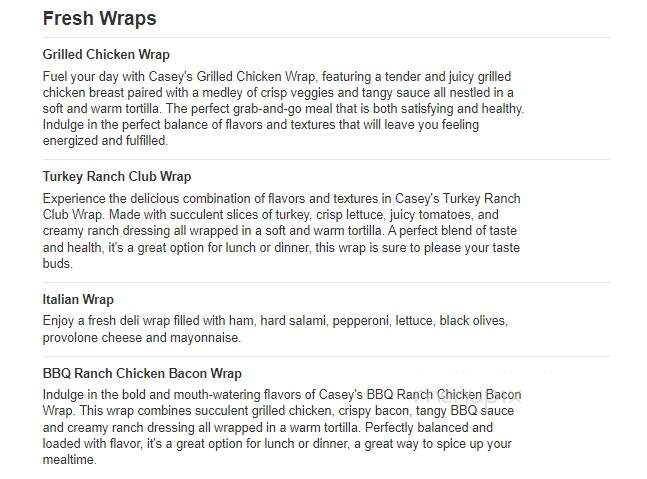 Casey's - Marion, IN menu_pic