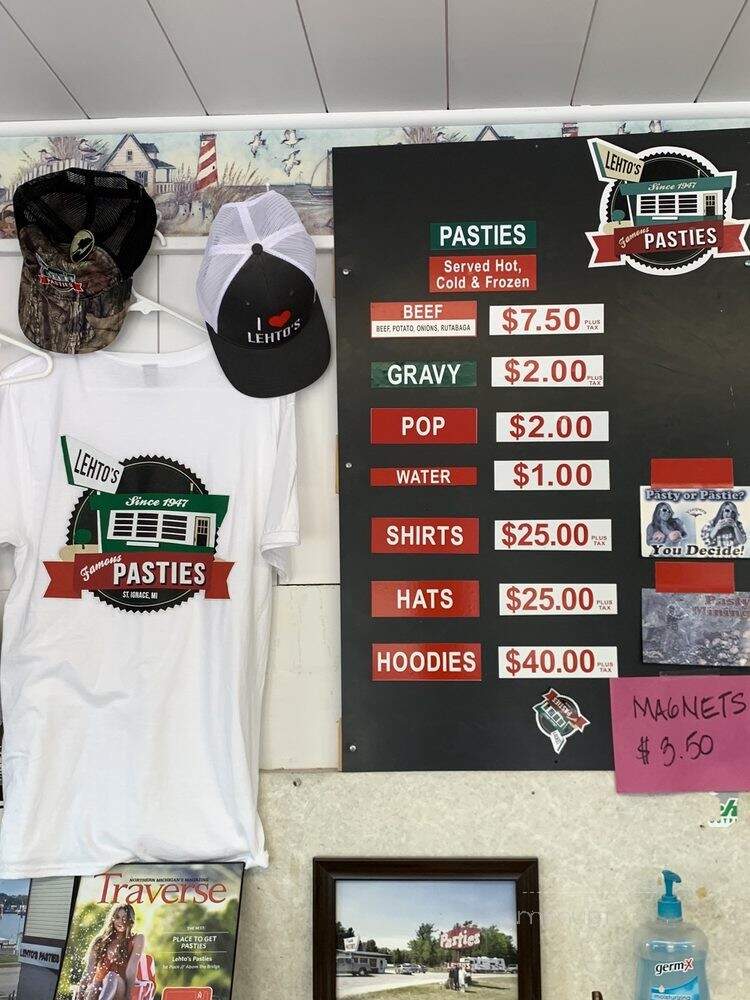 Lehto's Pasties - St. Ignace, MI menu_pic