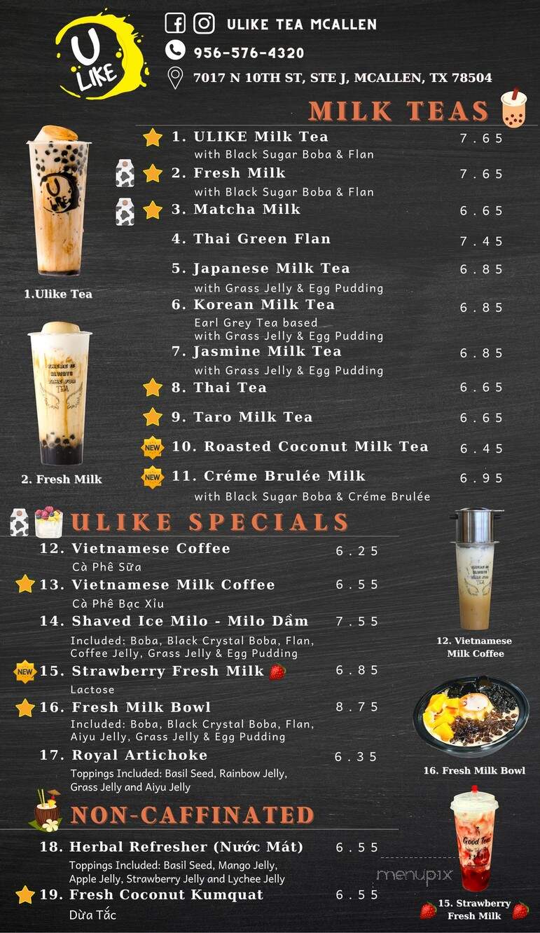 Ulike Tea - McAllen, TX menu_pic